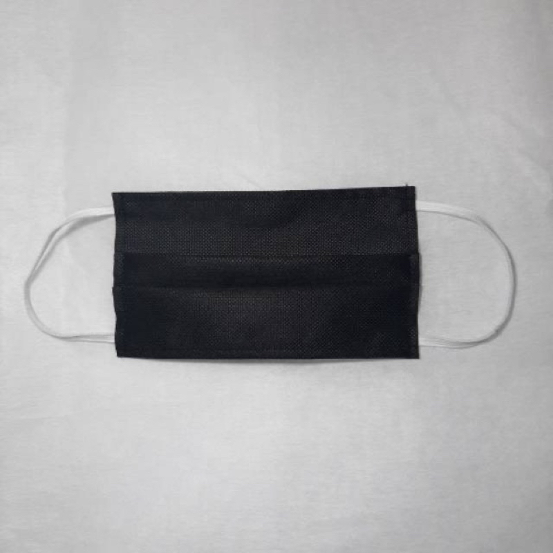 MASKER MULUT 3PLY HITAM BLACK PP 50 NON WOVEN EARLOOP HIJAB DISPOSABLE FACE MASK ISI  50 PC