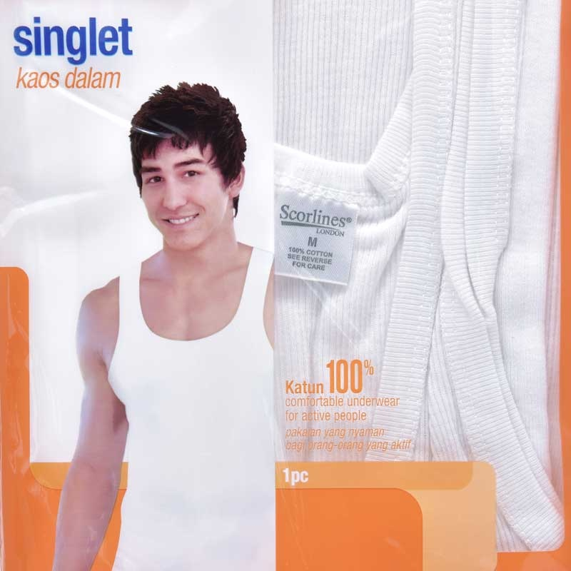 Scorlines Singlet Kaos Dalam Putih