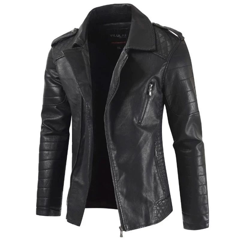 jaket kulit asli pria motor - jaket motor kulit asli berkerah elegan