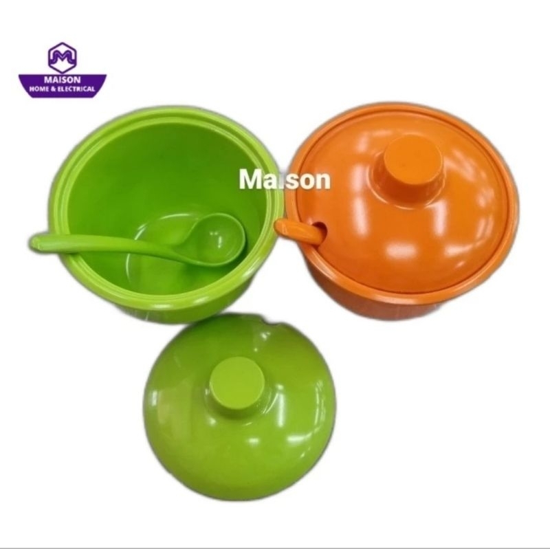 Unica 2043 Mangkok sambal tutup mangkok cabe tutup plus sendok melamin