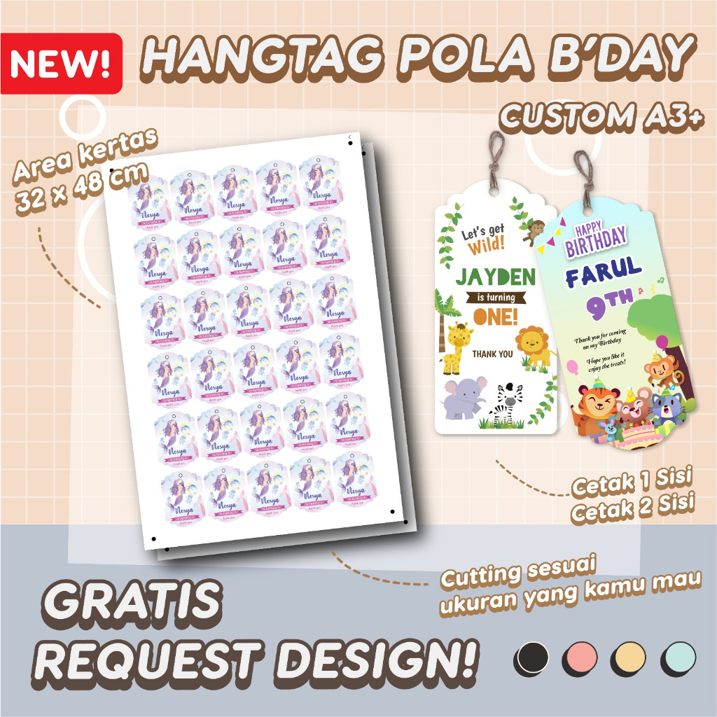 

Hang Tag Ulang Tahun Anak Custom Pola A3 Tag Label Hampers Ulang Tahun Anak Free Design