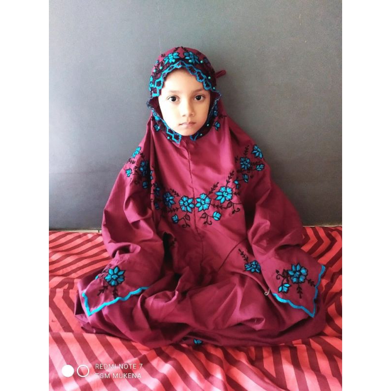 Mukena anak terusan anak katun mikro bordir warna Mukena anak M kelas 1 2 3 SD Mukena Katun Mikro