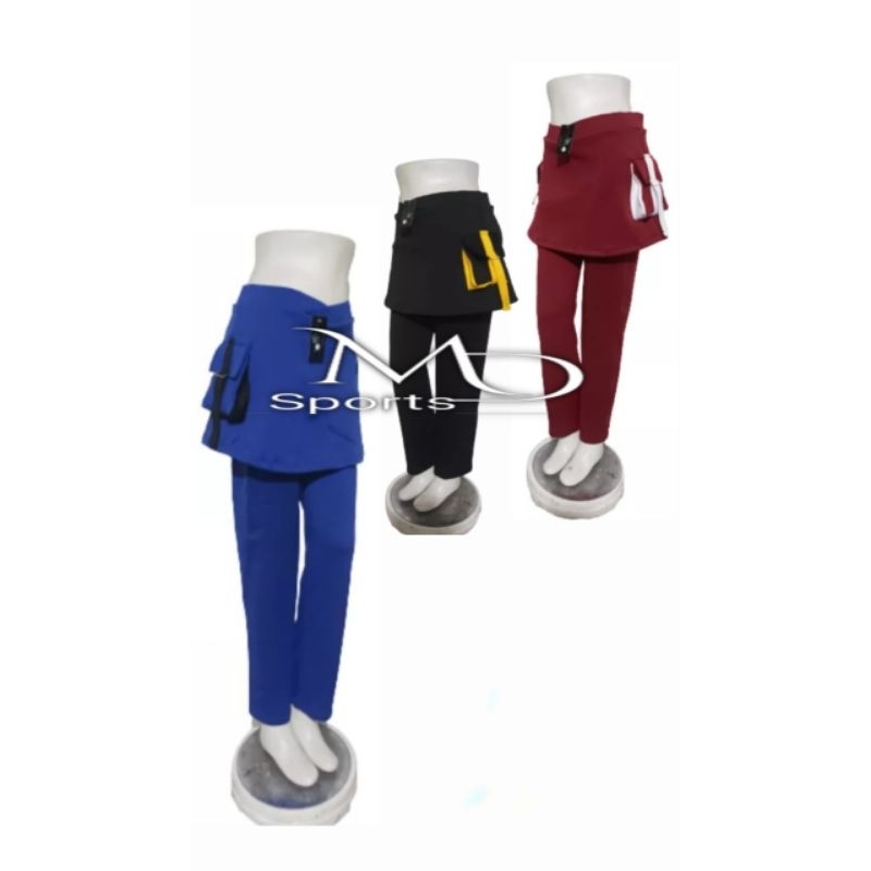 celana senam rok wanita/celana rok kantong kombinasi merah putih/celana olahraga