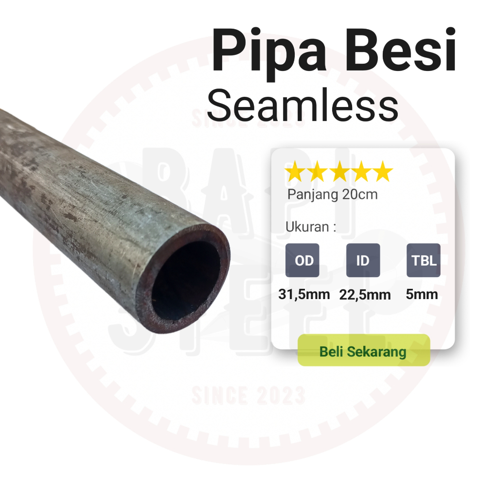 pipa besi seamless OD 31.5mm ID 22.5