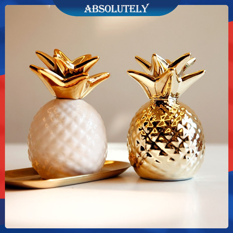 Ornamen Nanas Emas Skandinavia Keramik Nanas Uang Guci Kamar Tidur Dekorasi Ruang Tamu dalam Minimalis ModernScandinavian Golden Pineapple Ornament Ceramic Pineapple Money Jar Bedroom Living Room Decoration ins Modern Simplicity