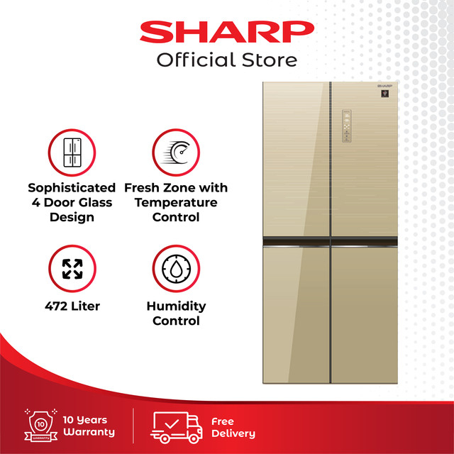 Refrigerator 4 Door Side by Side QUEEN COMPACT SERIES SJ-IF51PG-CG SHARP INDONESIA OFFICIAL STORE