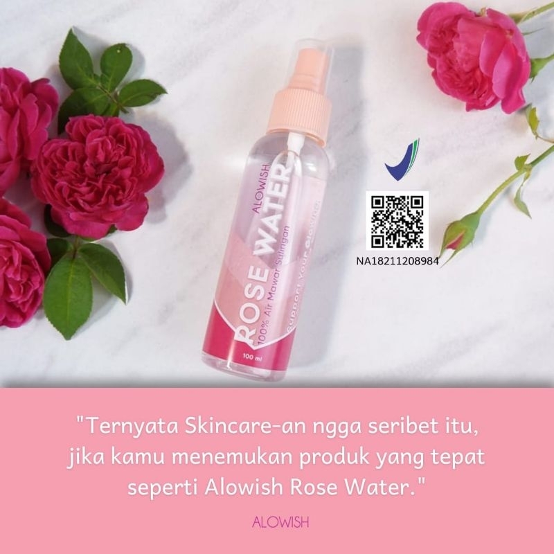 Alowish Rose Water Air Mawar Sulingan Murni Original Masker Mawar