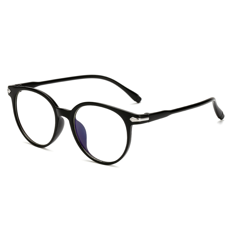 PROMO& Kacamata TransparanAnti Radiasi Wanita Kacamata Korea Wanita Fashion Retro Bentuk Kotak Eyeglasses P-F-Sand Black