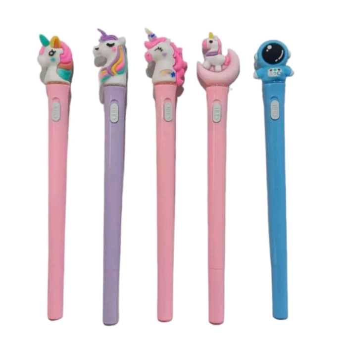 

Bolpen LED unicorn pena unicorn tinta gel hitam pen murah lucu pulpen anak murahkarakter unicorn
