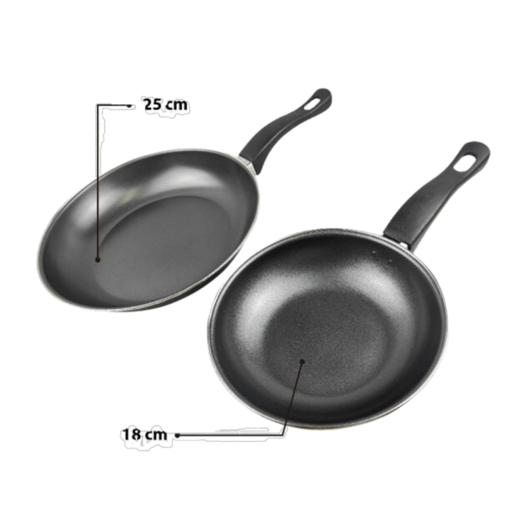 Frypan Hitam Set 2in1 (18cm dan 25cm) harga untuk 2pcs-1