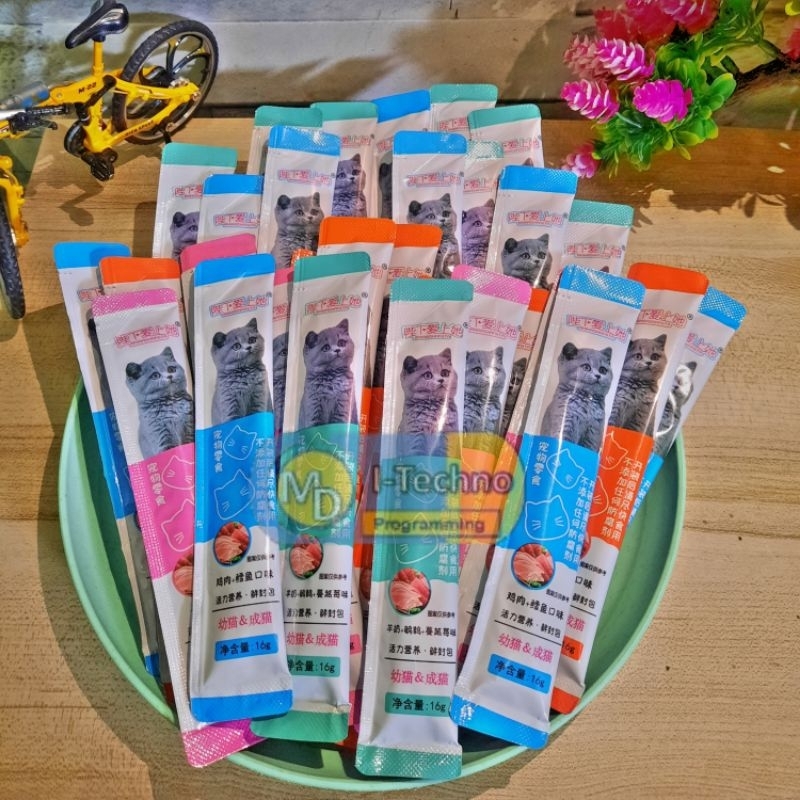 Mixi, Pelen, Urchin Creamy Cat Strips 15gr Snack Kucing Cream exp 2026 & 2027