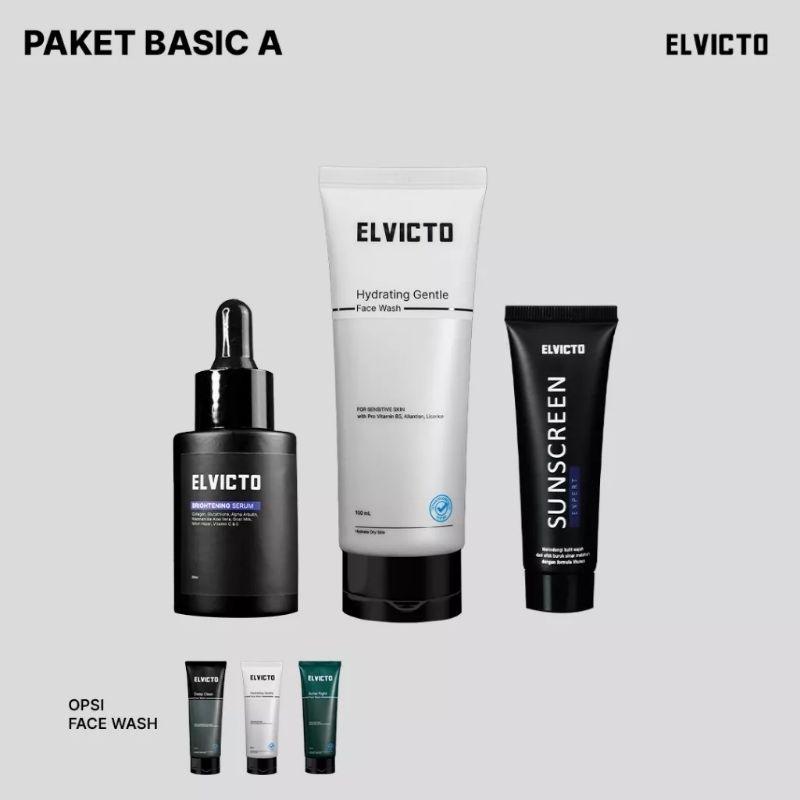 Elvicto Paket Basic A ( Serum + Sunscreen + Facial Wash)
