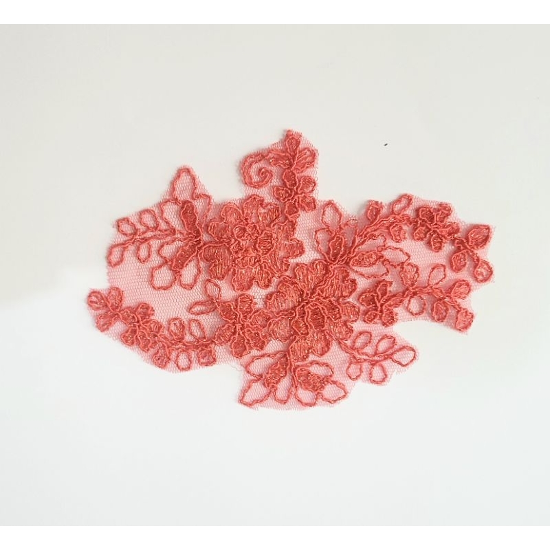 Aplikasi Brukat Lace Tempel Bordir Merah