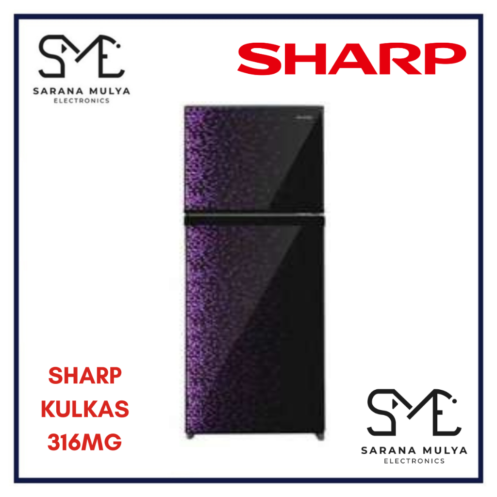SHARP KULKAS 2 PINTU SJX 316MG - LEMARI ES 2 PINTU TANPA BUNGA ES SHARP 256L