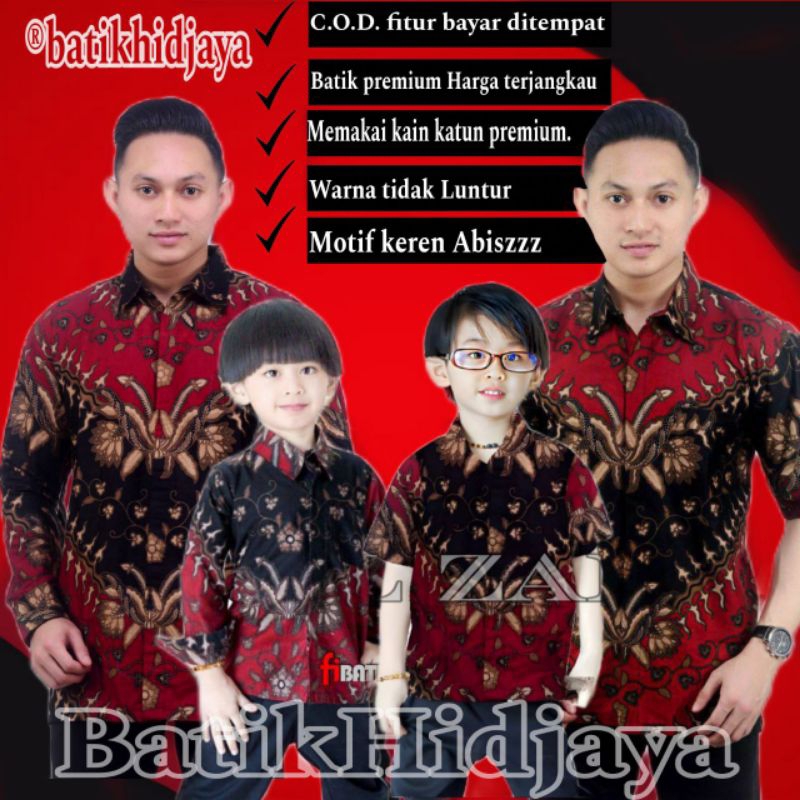 Batik Keris Maron TERBARU Couple sweet || couple batik ayah dan anak cowok BATIK MERAH Batik Lengan 