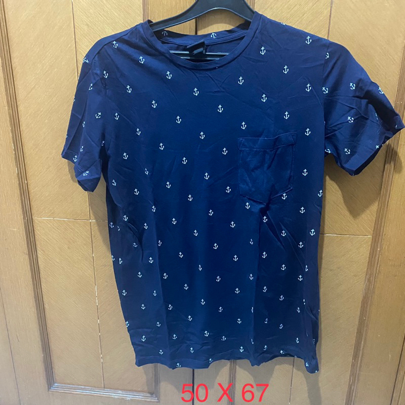 [Preloved] H&M Original Biru Kaos Laki Pria T-Shirt Jangkar