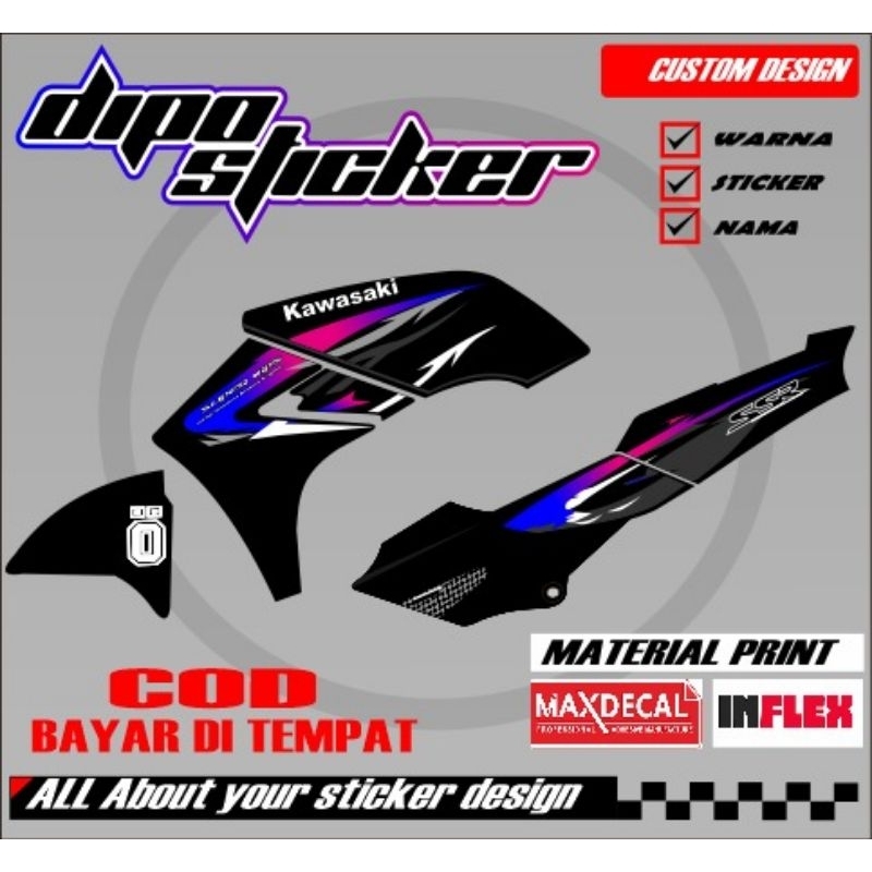 sticker striping ninja ss custom ssr bodi hitam  bisa riquest