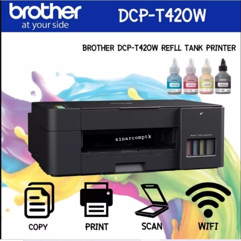 PRINTER BROTHER DCP-T420W WIFI PRINT F4 + SCAN COPY A4 (GARANSI RESMI+TINTA ORI)