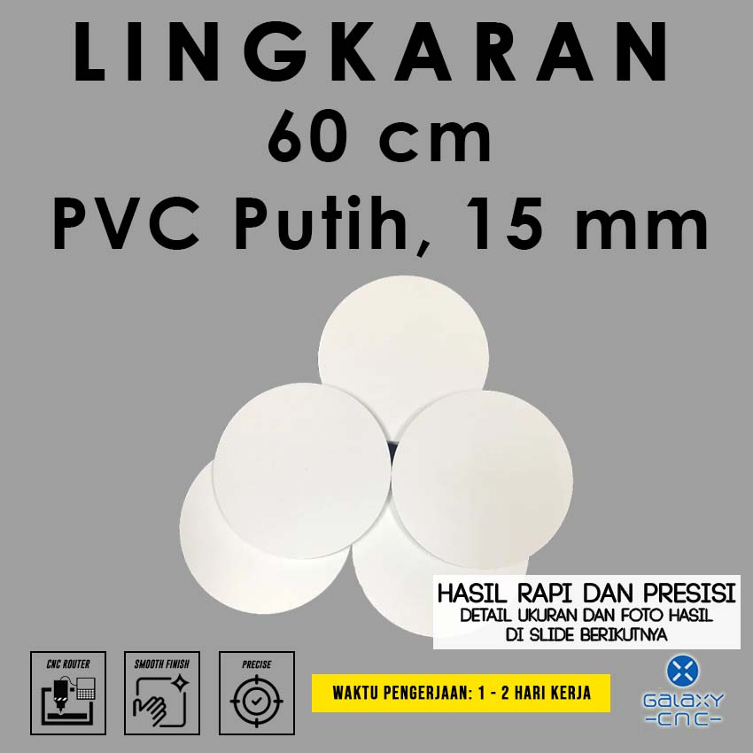 Lingkaran 60 cm - Tebal 15 mm - PVC Foam Board warna putih /MDF/Triplek