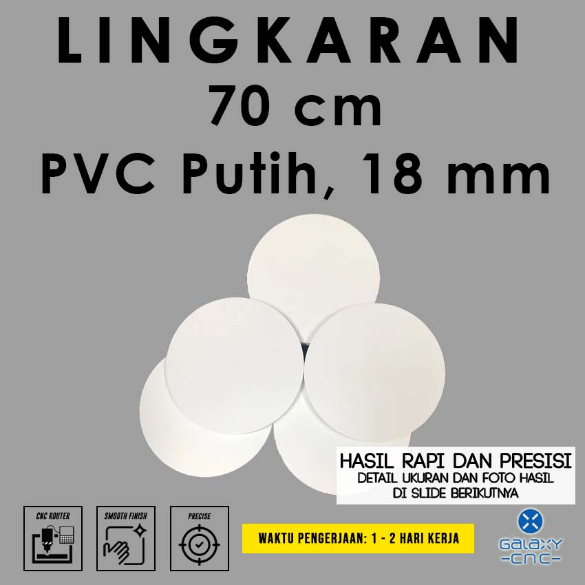 Lingkaran 70 cm - Tebal 18 mm - PVC Foam Board warna putih /MDF/Triplek