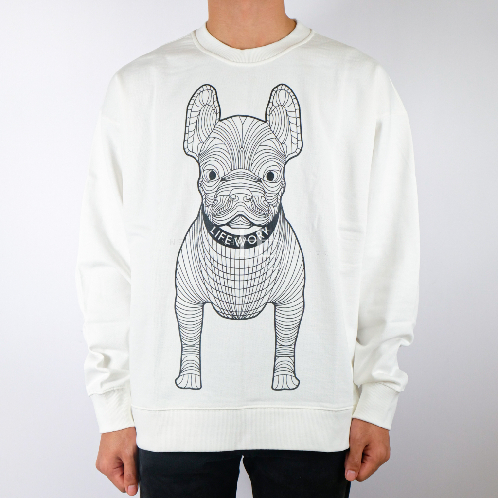 Lifework Graphic Drawstring Sweatshirt Ivory/Navy