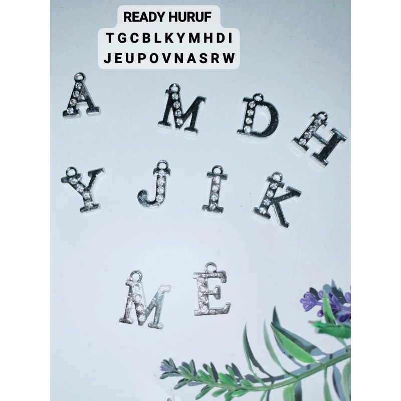 Liontin huruf/bandulan kalung huruf/Liontin huruf permata/liontin huruf silver