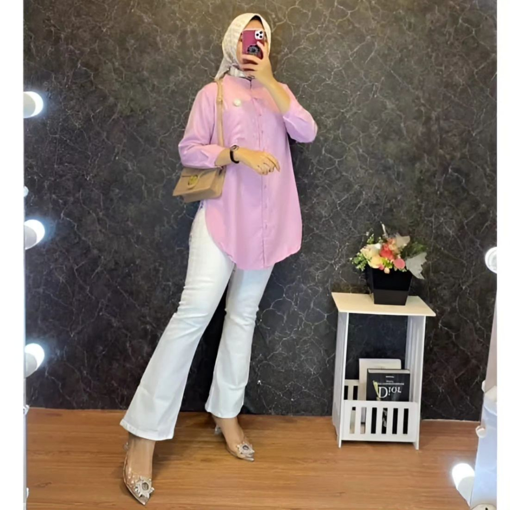 HemClo Kemeja Basic Ukuran S M L XL XXL XXXL XXXXL | Kemeja Basic Jumbo | Kemeja Polos Wanita Bigsiz