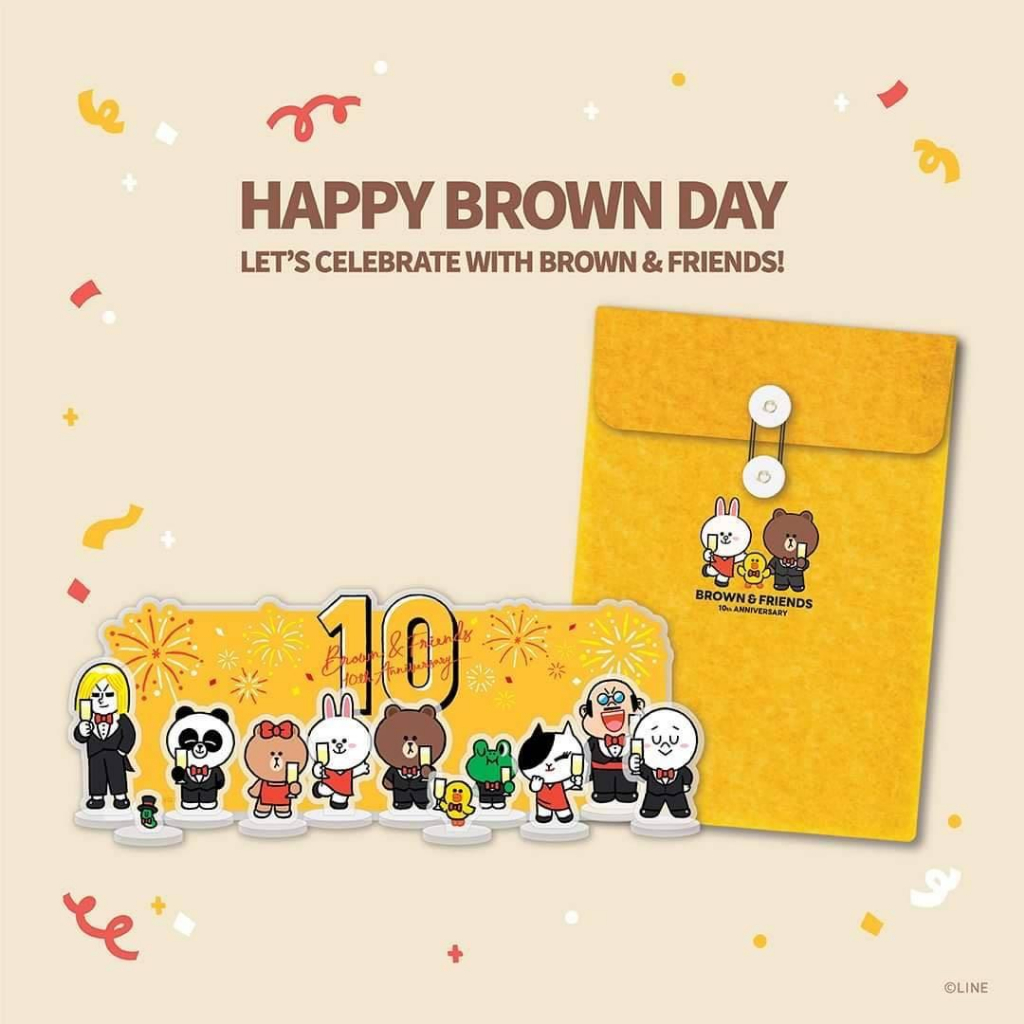 

LINE FRIENDS 10th Anniversary Brown & Friends Folder Map Amplop BROWN DAY