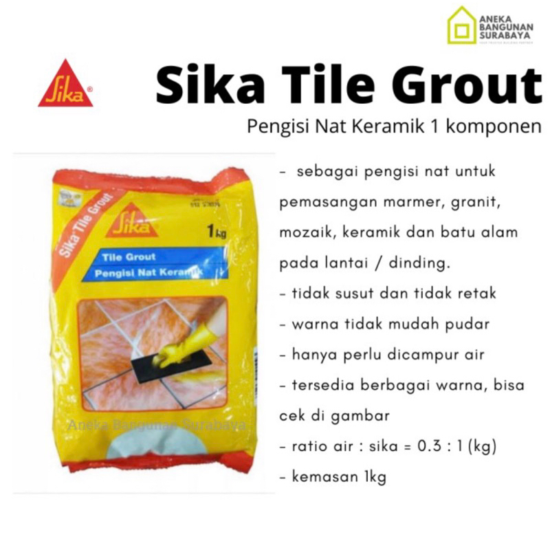 Sika Tile Grout 1kg nat keramik tilegrout semen nat pengisi celah nut kamar mandi