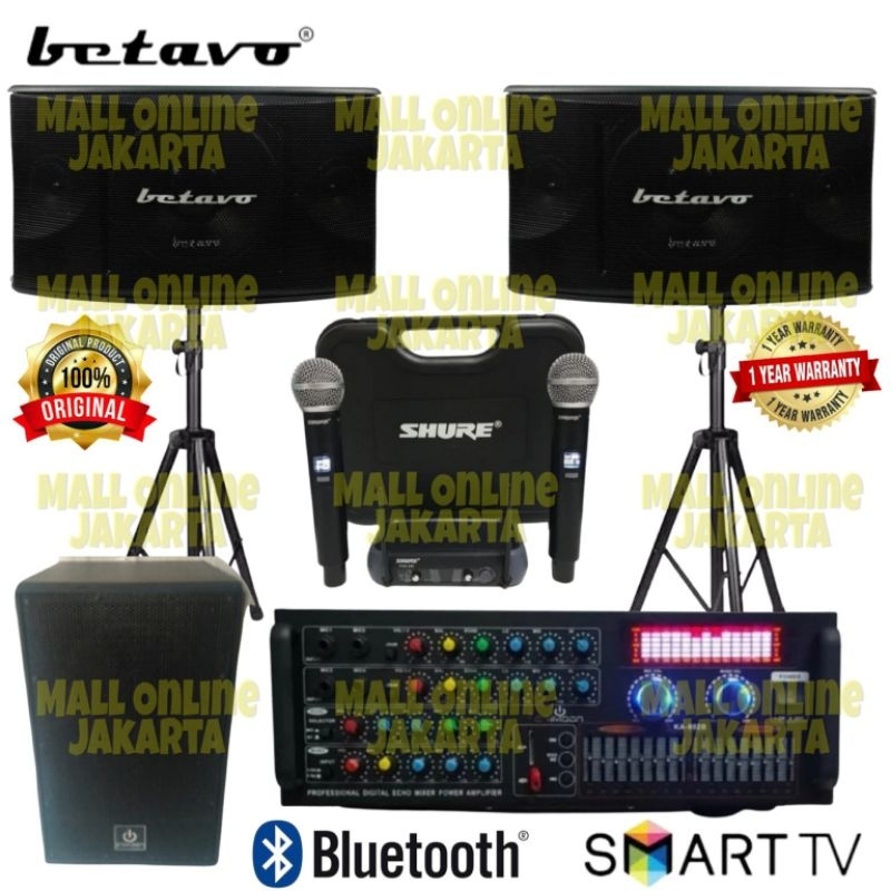 Paket Karaoke Betavo 10 inch Subwoofer aktif 12 inch sound system rumah