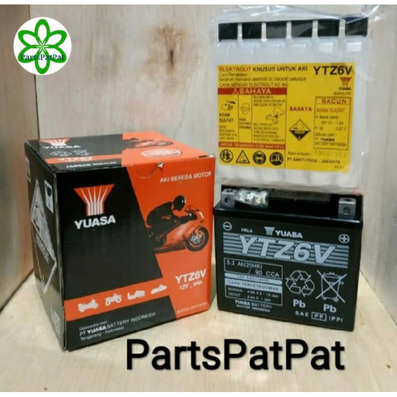 AKI ACCU BATTERY MOTOR YUASA YTZ6V/YTZ-6V/YTZ6-V VARIO 125FI ASLI ORIGINAL