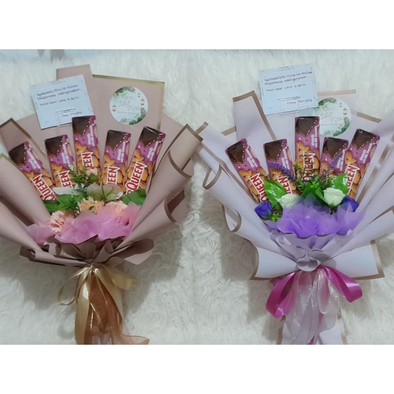 Buket 5 coklat Silverqueen / Buket 5 Pcs Coklat Silverqueen / Buket Bunga tambah coklat Silverqueen 