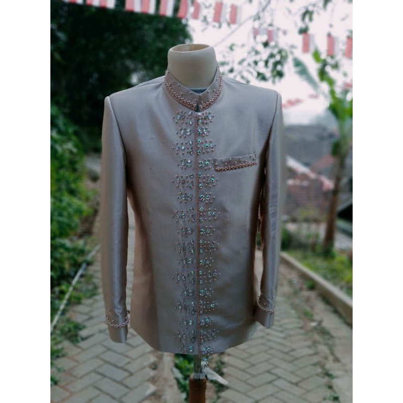 BAJU BESKAP BAPAK BESAN MODERN AB WOOL AND SILK MODEL PYRAMID PEARL