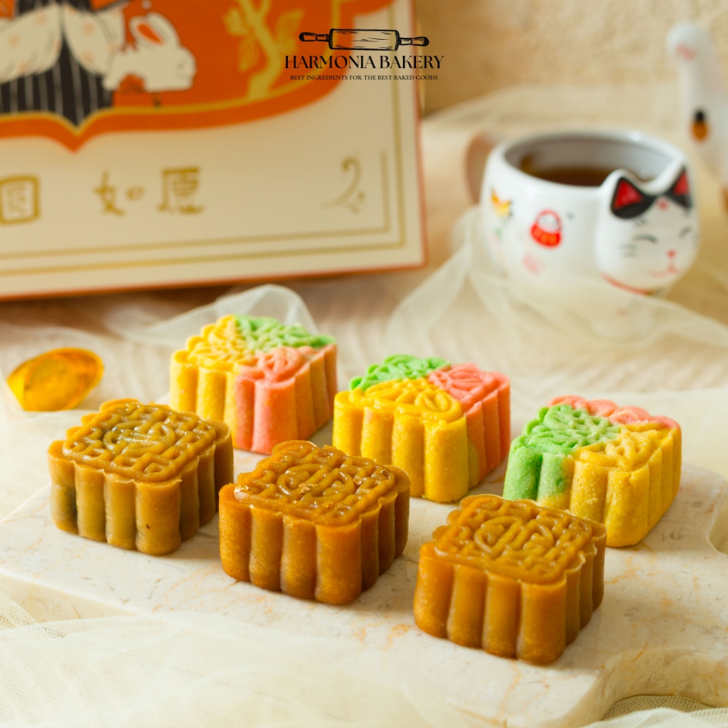 HAMPERS MOONCAKE dan PINEAPPLE TART by Harmonia Bakery Isi 6 pcs (SMALL / KECIL) - QIN QING PACKAGE 