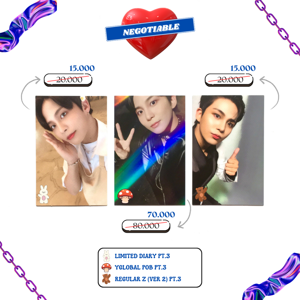 [ATEEZ] CLEARANCE SALE DISKON PHOTOCARD OFFICIAL JONGHO JH LIMITED DIARY PART 3 PT.3 YGLOBAL POB PRE