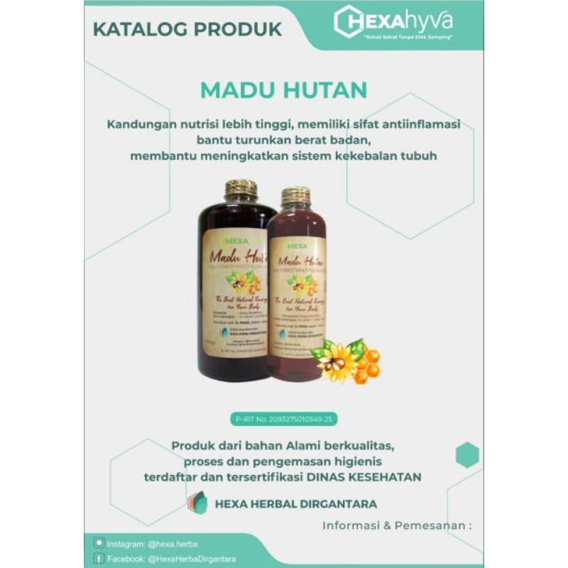 

Madu Hutan 700gr-330gr Kualitas terbaik HEXA Hyva