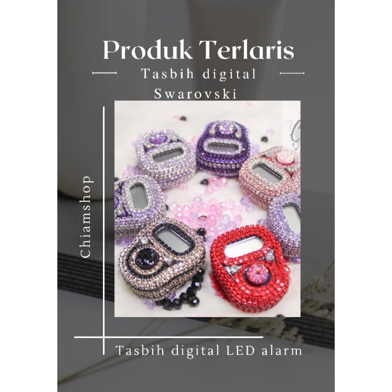 Tasbih Digital Cantik Swarovski Premium Led Alarm