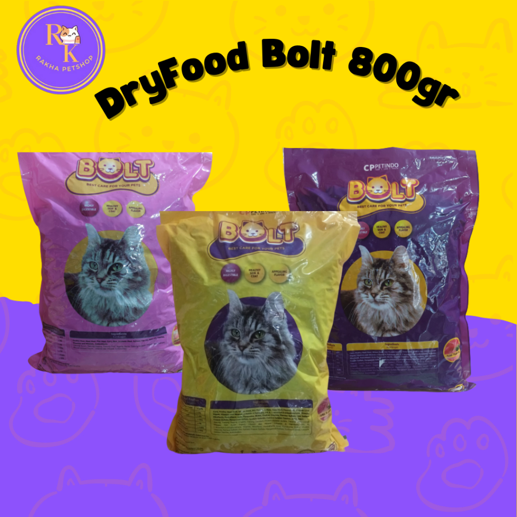 Makanan Kucing Bolt / Cat Food Ukuran 800gr Bolt Cat Food Bolt Dry Food Bolt Ikan Bolt Donat 800g Bo