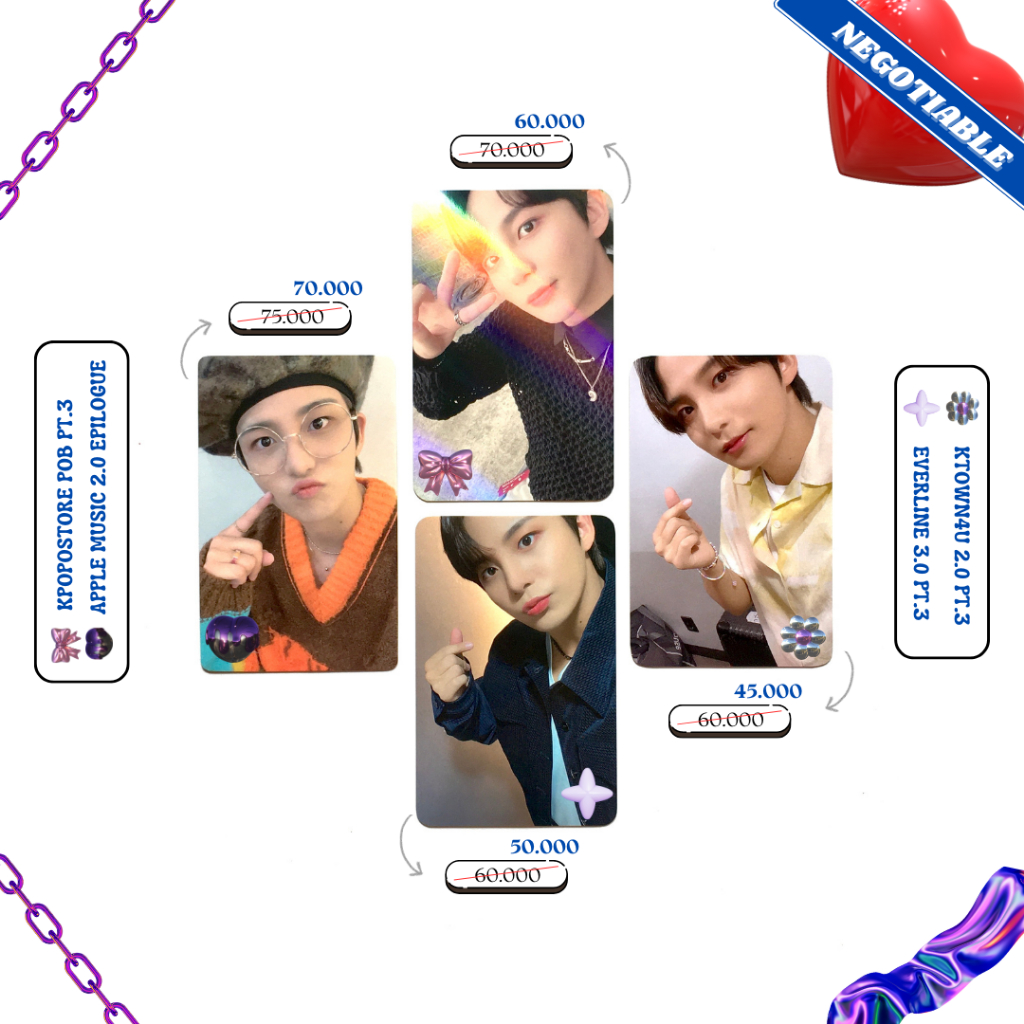 [ATEEZ] CLEARANCE SALE DISKON PHOTOCARD OFFICIAL JONGHO JH KTOWN4U 2.0 PART 3 PT.3 EVERLINE 3.0 , KP