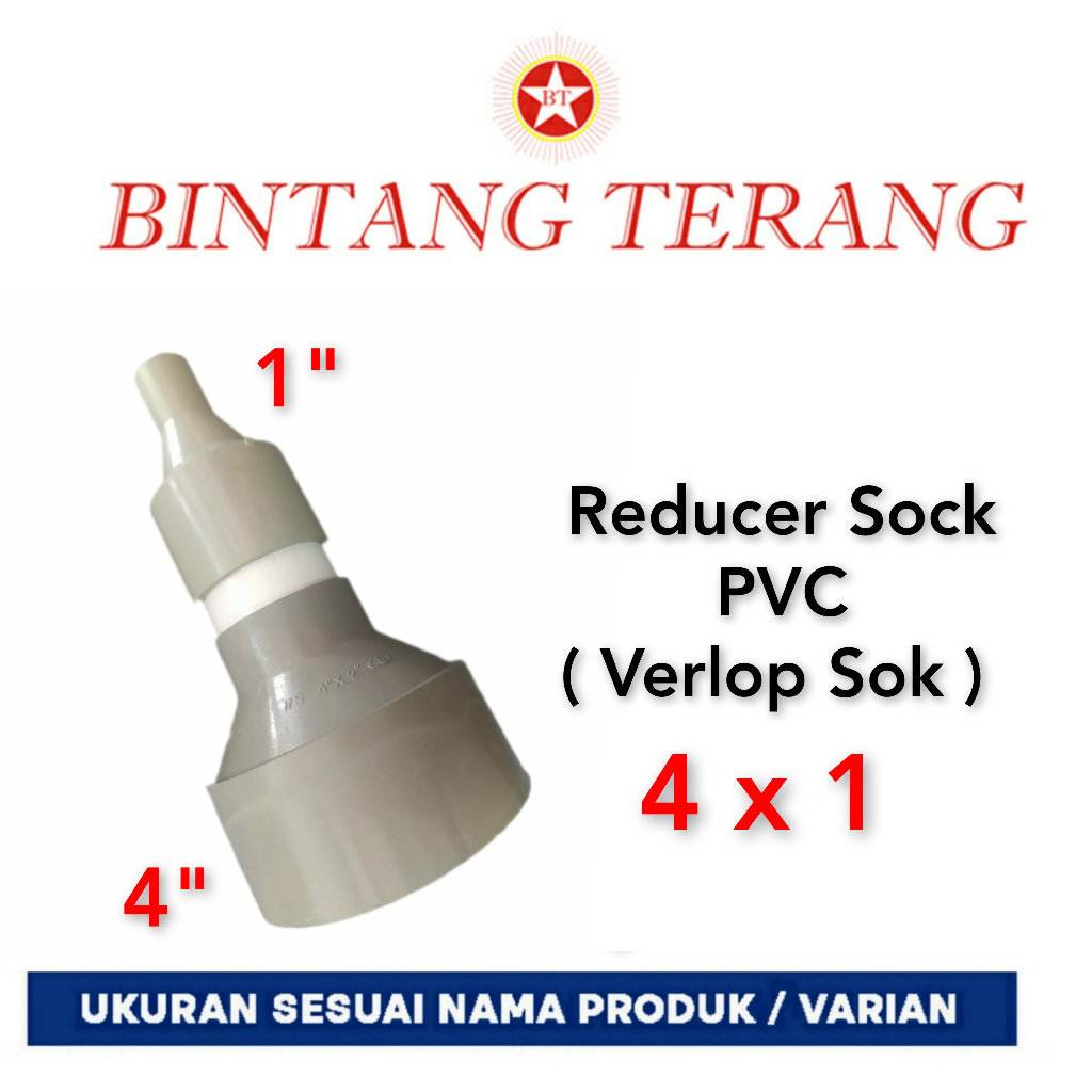 Vlok Sok 4 x 1 / Reducer PVC 4 x 1 / Verlop sok / Over sok / Reduser