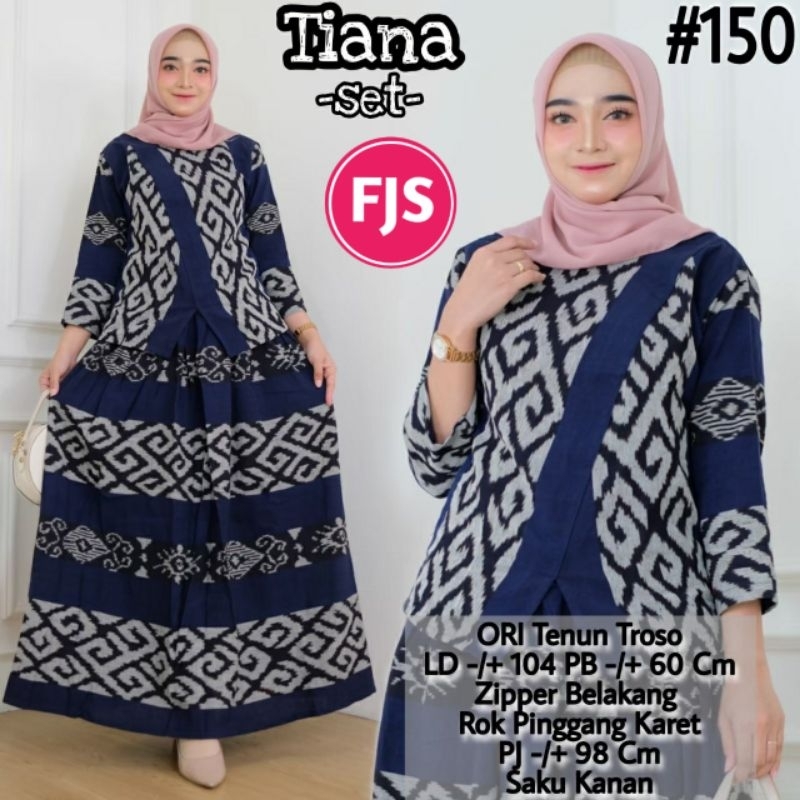 Tiana Set - Setelan Batik Tenun Syari - Kemeja Rok Batik Kondangan Muslim - Setelan Formal Wanita Ha