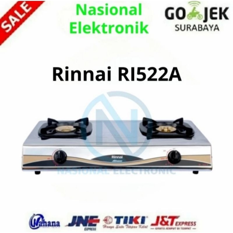 KOMPOR GAS RINNAI RI 522 A/ KOMPOR GAS RINNAI RI522A/KOMPOR GAS 2 TUNGKU RINNAI RI 522A/KOMPOR GAS L