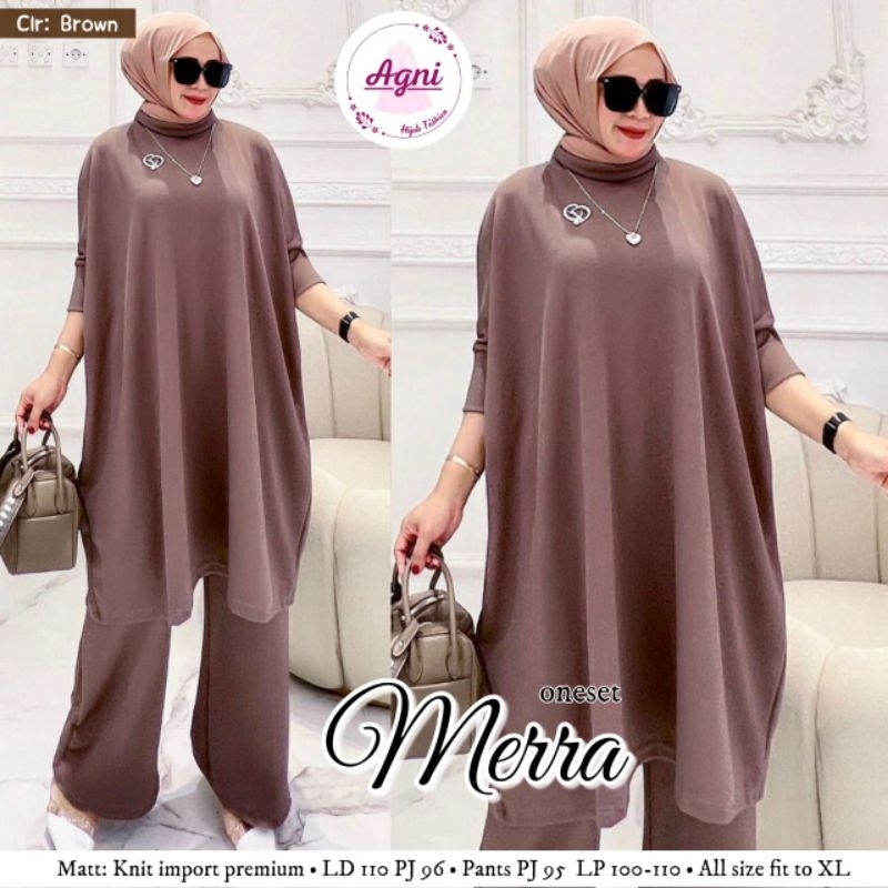 MERRA SET/ SETELAN TUNIK KNIT MIDI POLOS PREMIUM ORI AGNI