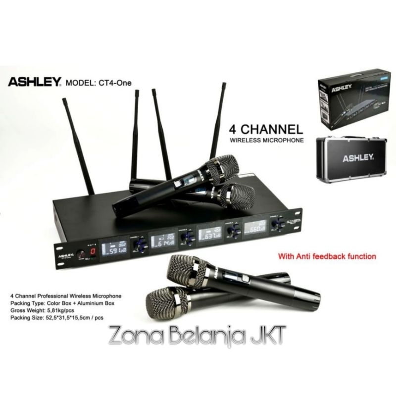 MIC WIRELESS ASHLEY CT4 ONE CT 4 ONE 4 MIC PEGANG ADA KOPER ORIGINAL