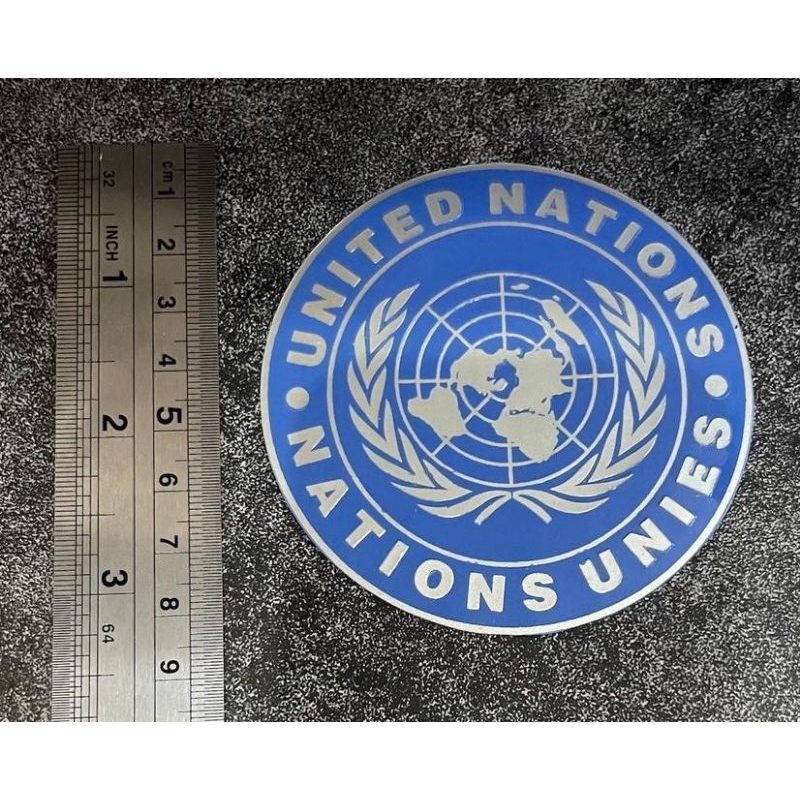 

sticker PBB bulat- stiker united nations nations unies