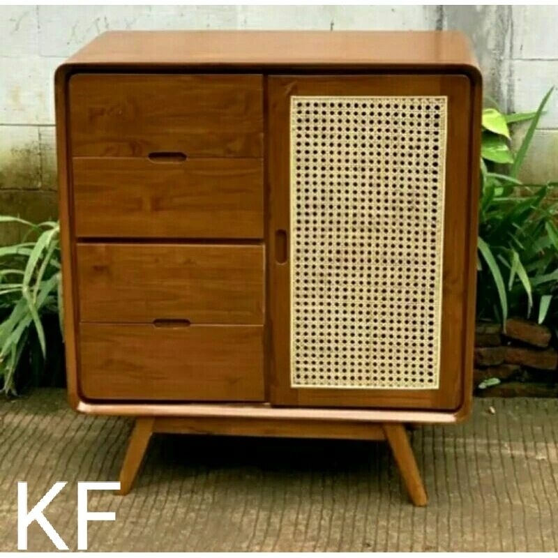 Lemari Sepatu Retro Rotan//Lemari Anak Minimalis P90 L45 T100