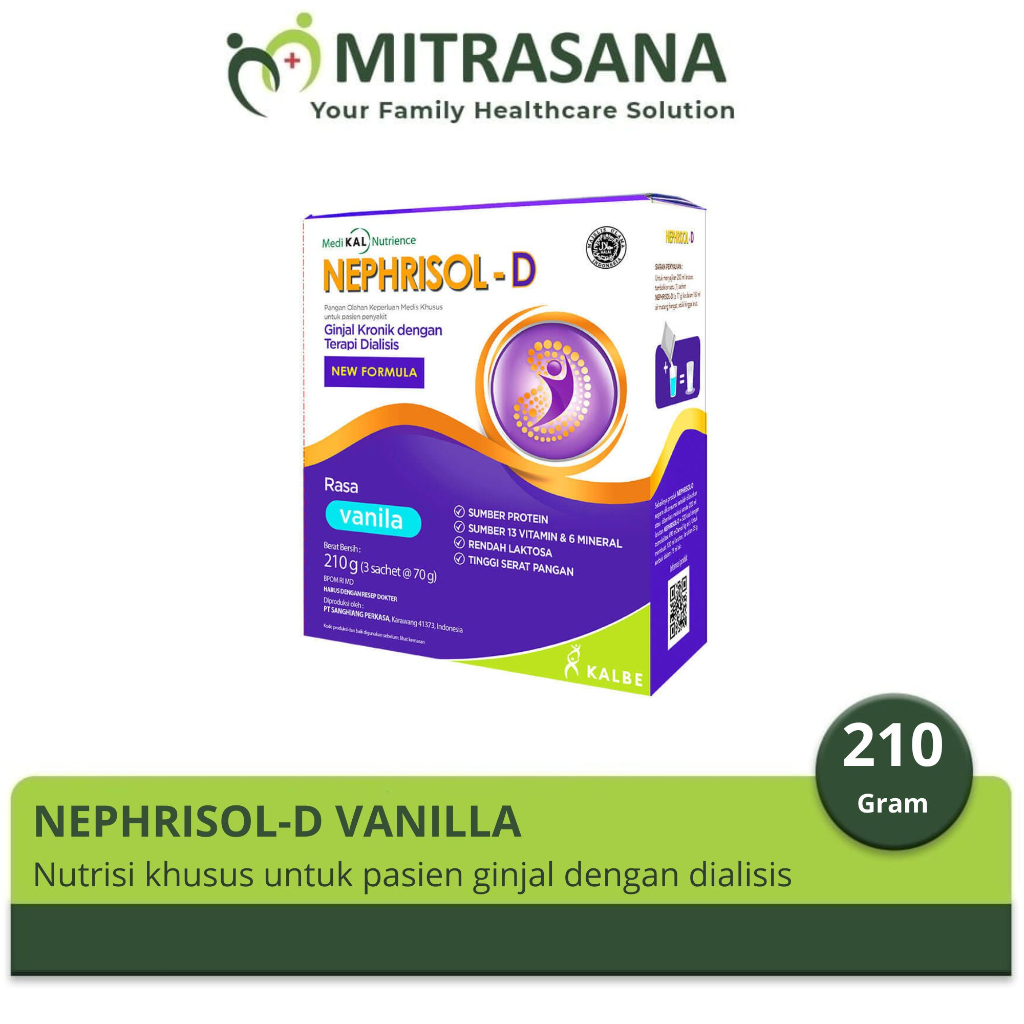 

Nephrisol D 201 Gram - Nutrisi Khusus Pasien Ginjal Kronik HD/CAPD