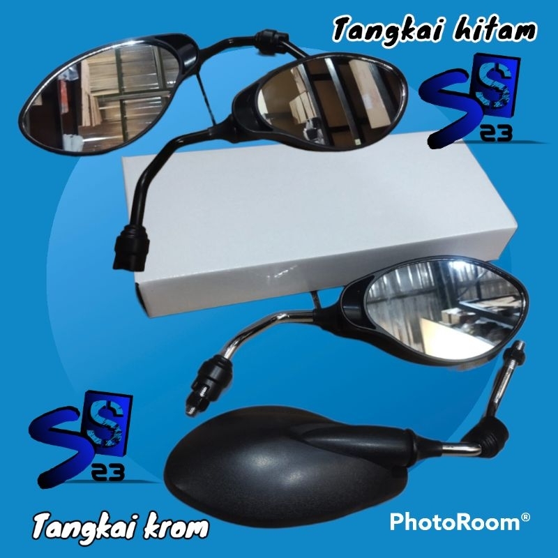 spion kaca spion Yamaha 125Z 125 ZR tangkai hitam krom