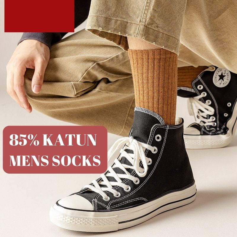 A785 Kaos Kaki Pria Tinggi Sebetis Kaus Kaki Kerja Kaos Kaki Katun Panjang Kasual Import Polos Premium Men's Socks Cotton