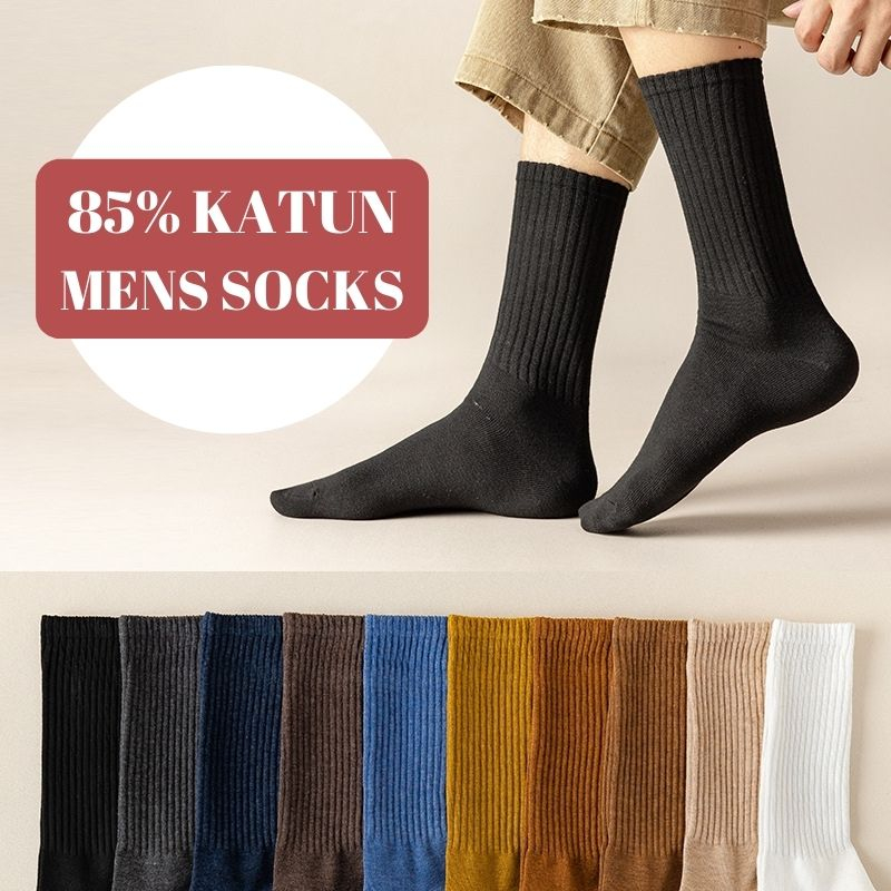 A785 Kaos Kaki Pria Tinggi Sebetis Kaus Kaki Kerja Kaos Kaki Katun Panjang Kasual Import Polos Premium Men's Socks Cotton